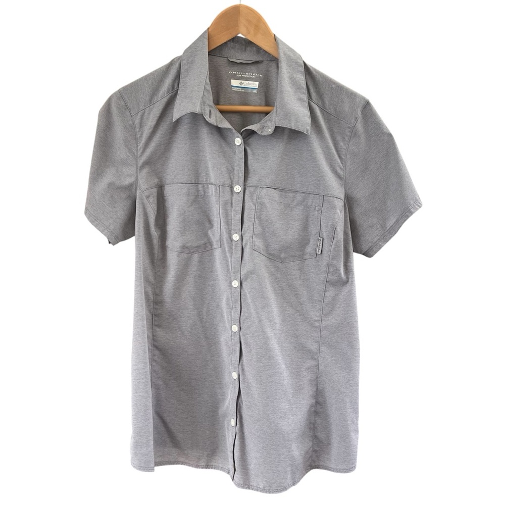 Columbia Silver Ridge 2.0 Grey Hiking Shirt Large Short Sleeve UPF Vented